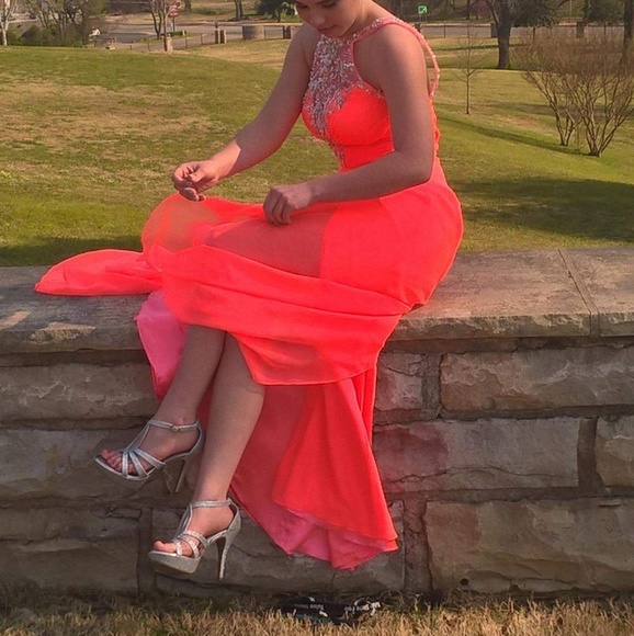 Neon orange and coral dress - Picture 4 of 5